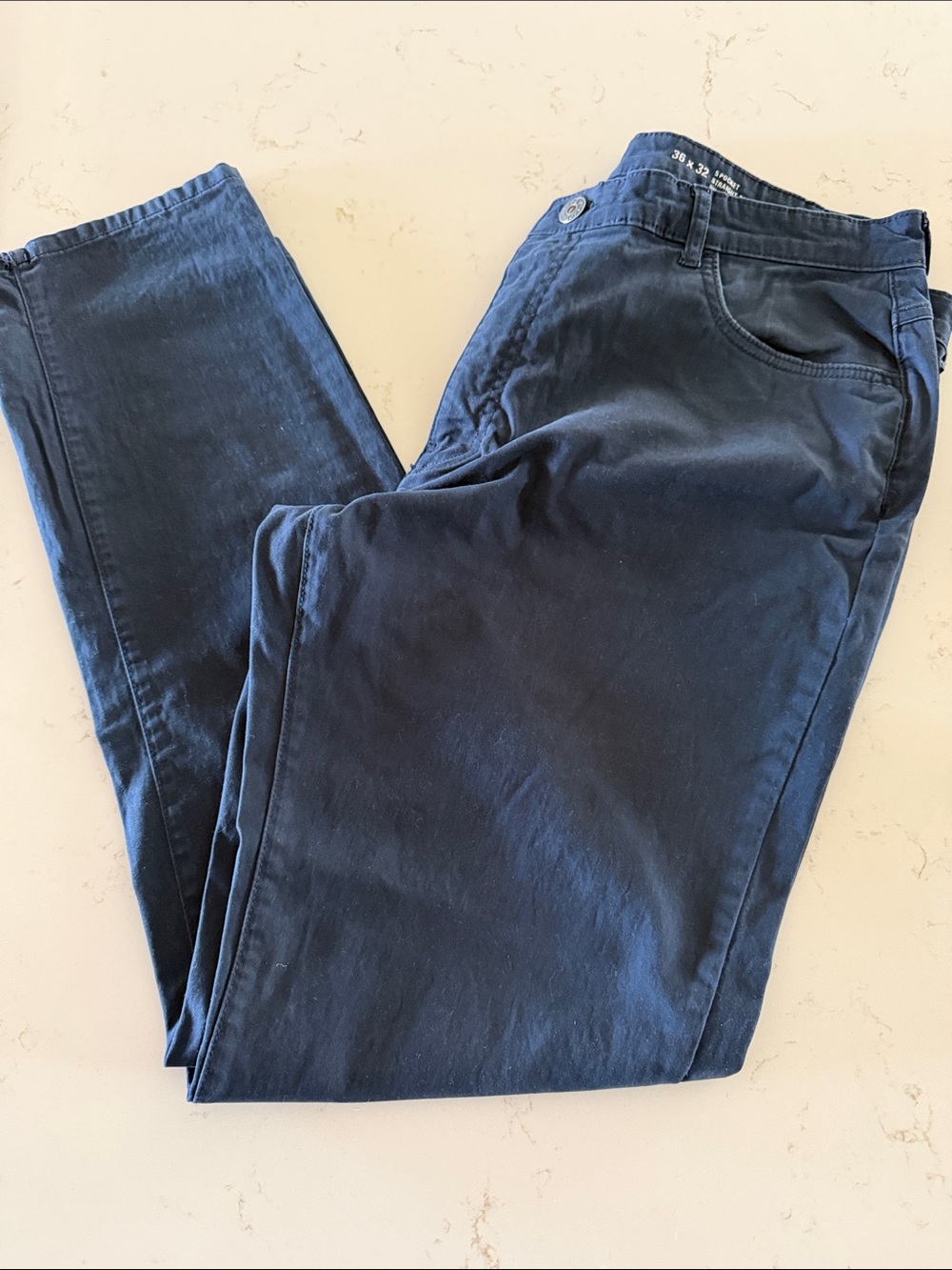 Men's Navy IZOD Premium Stretch 5 Pocket Straight Tapered Pants 36x32